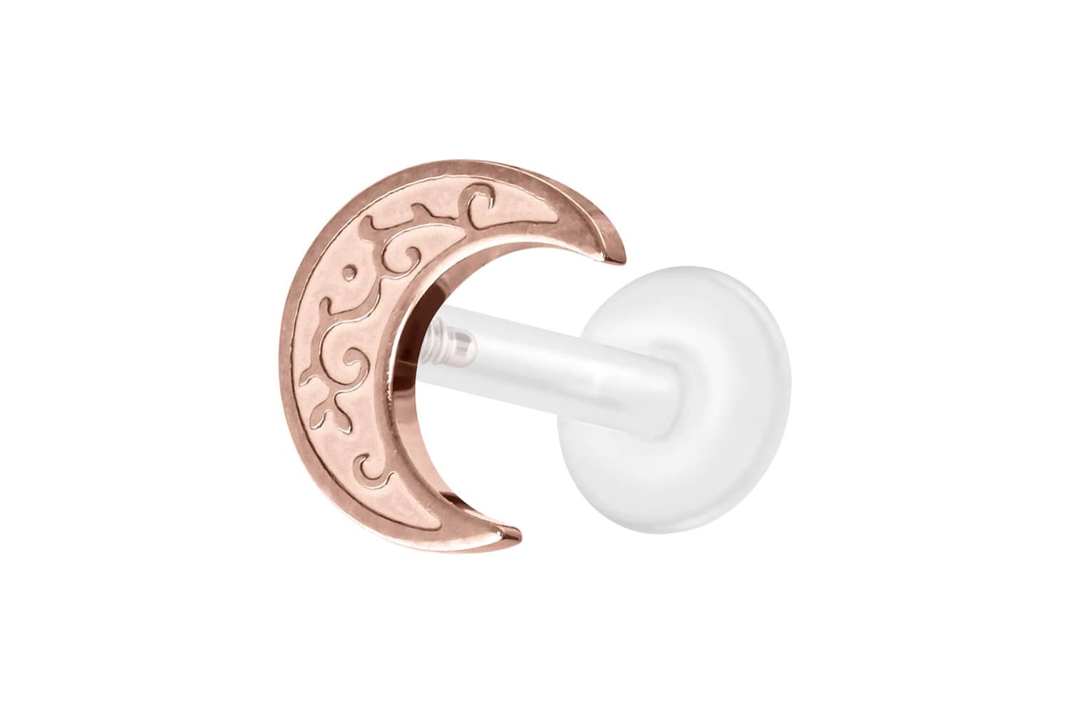 PTFE Labret Piercing mit Innengewinde + Titan-Aufsatz MOND
